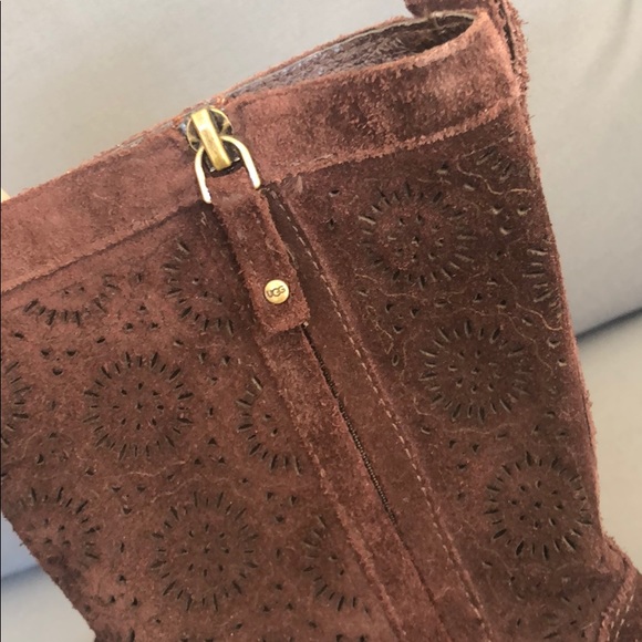(Sold) UGG Lo Pro Perforated Suede Boot Dark Brown - Picture 3 of 6